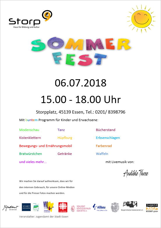 Sommerfest am 06.07.2018 von 15.00 bis 18.00 Uhr